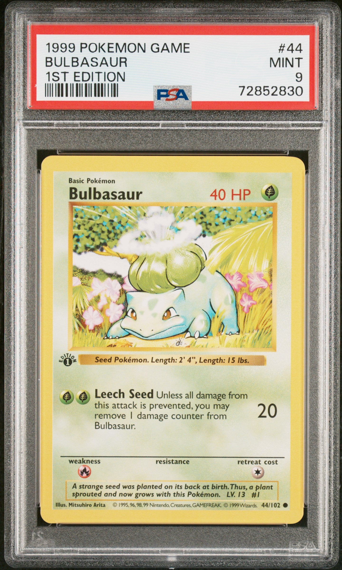 PSA 9 1999 POKEMON GAME | 1ST EDITION#44 BULBASAUR