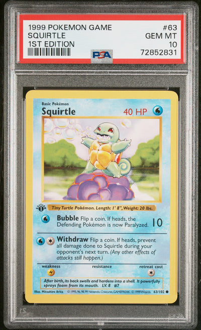 PSA 10 1999 POKEMON GAME | 1ST EDITION#63 SQUIRTLE