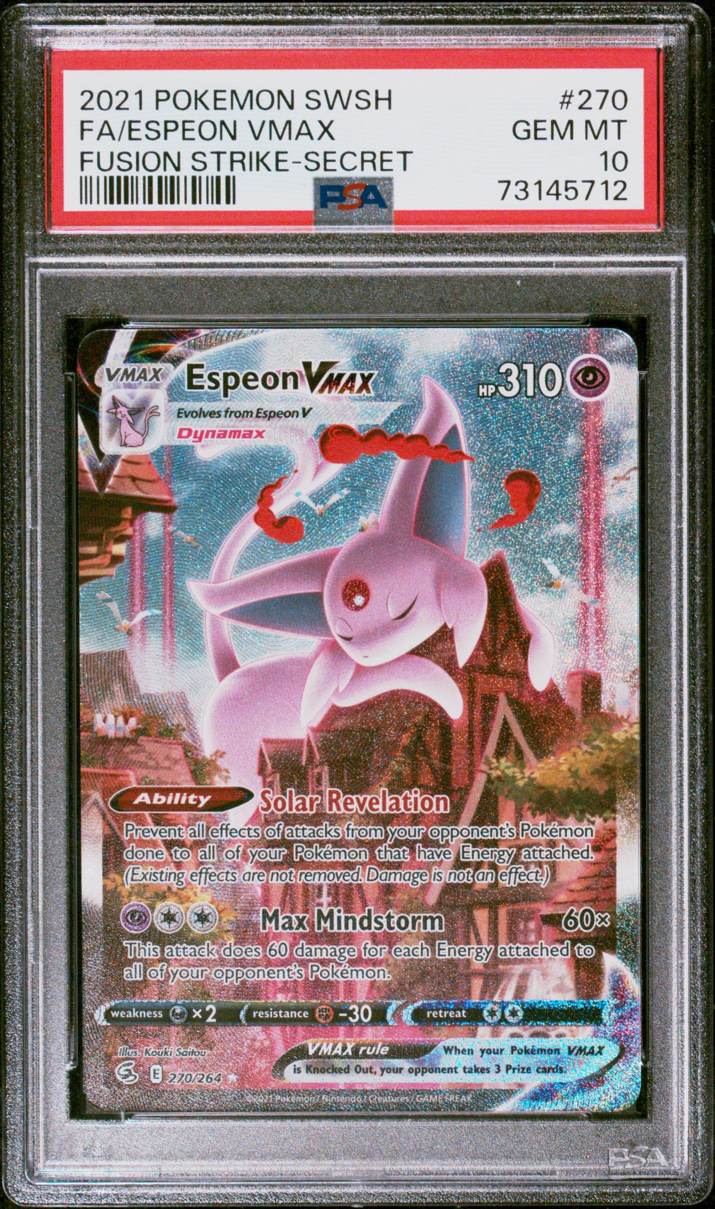 PSA 10 2021 POKEMON SWORD & SHIELD FUSION STRIKE | SECRET#270 FULL ART/ESPEON VMAX