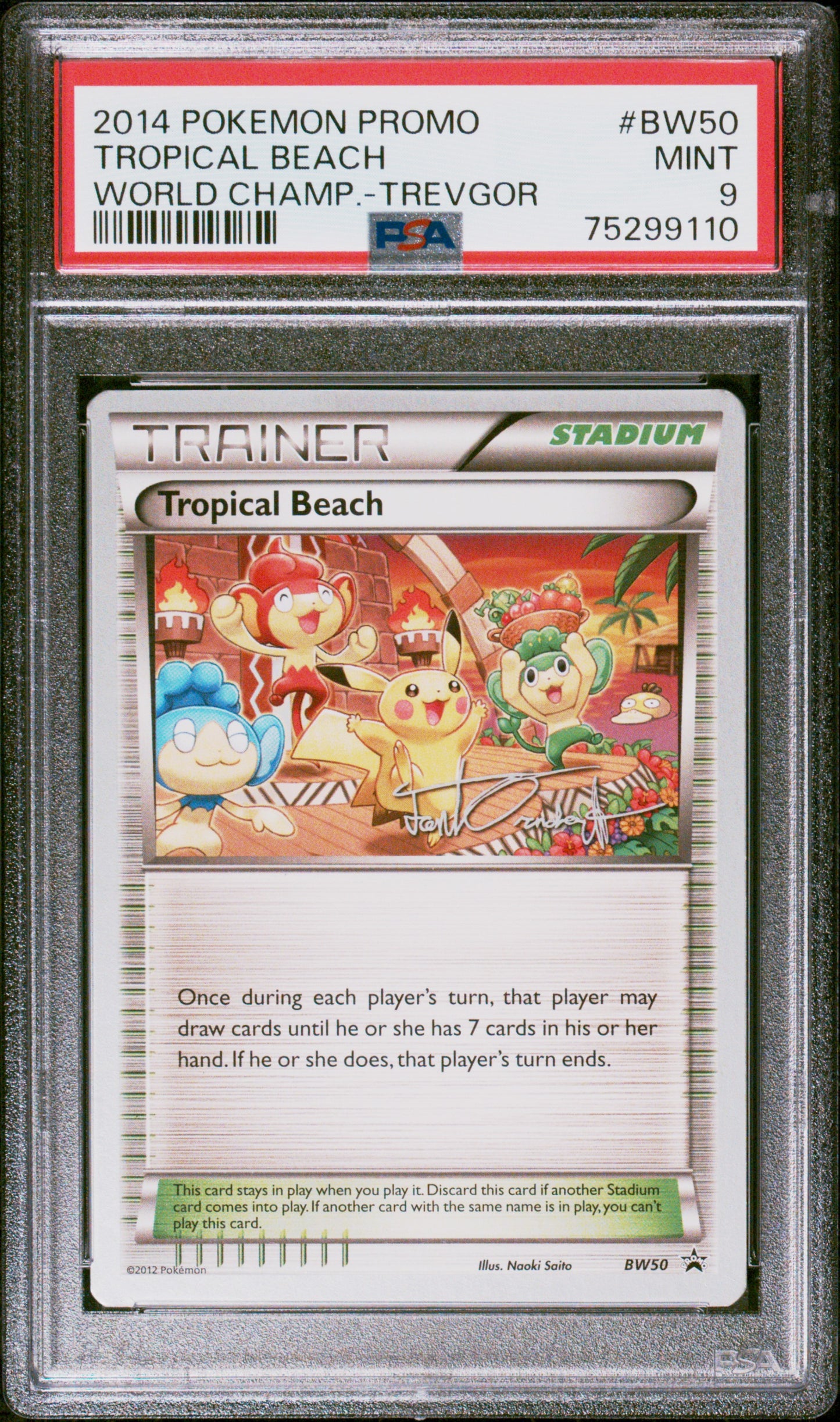 PSA 9 2014 POKEMON WORLD CHAMPIONSHIPS PROMO | TREVGOR#BW50 TROPICAL BEACH