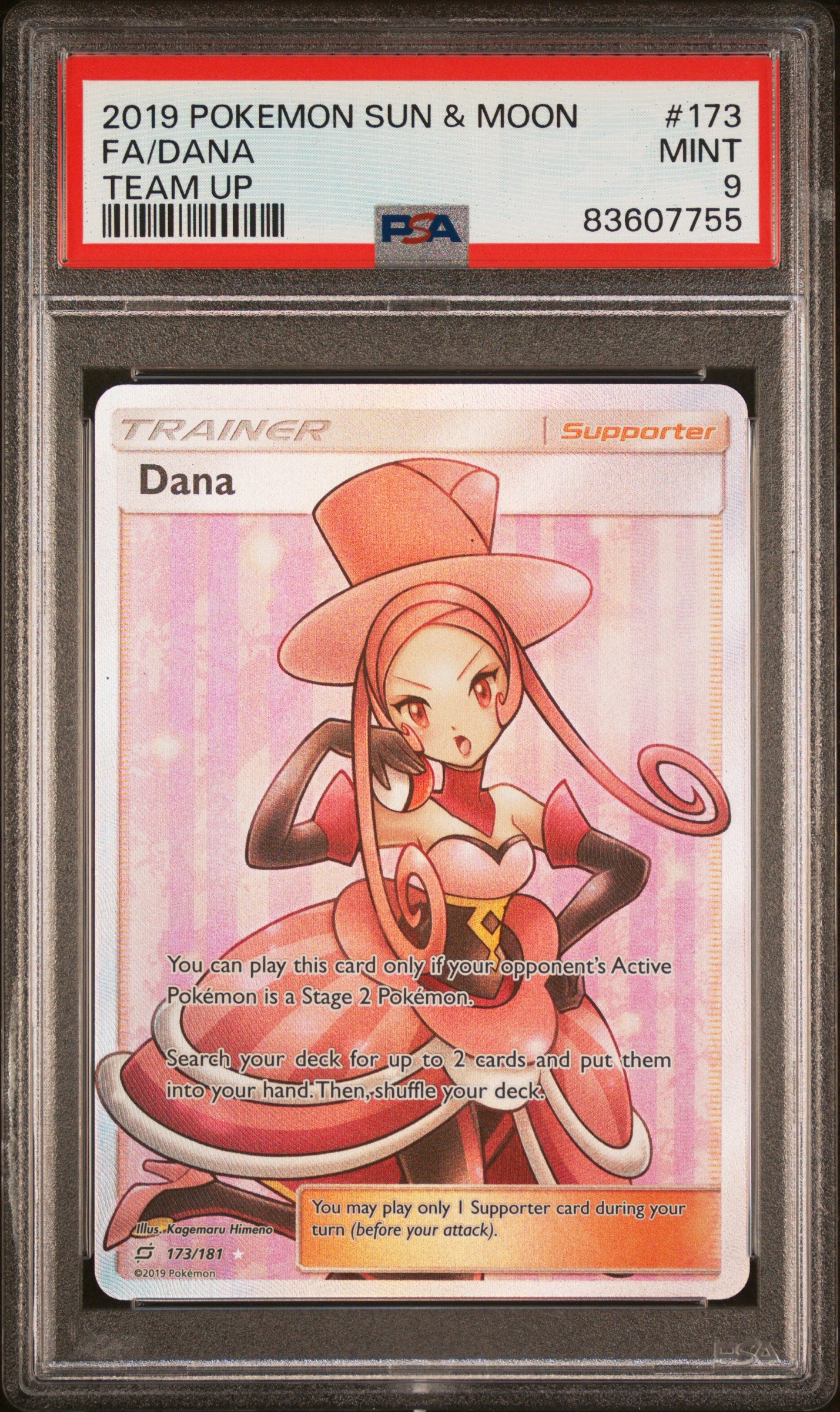 PSA 9 2019 POKEMON SUN & MOON TEAM UP#173 FULL ART/DANA