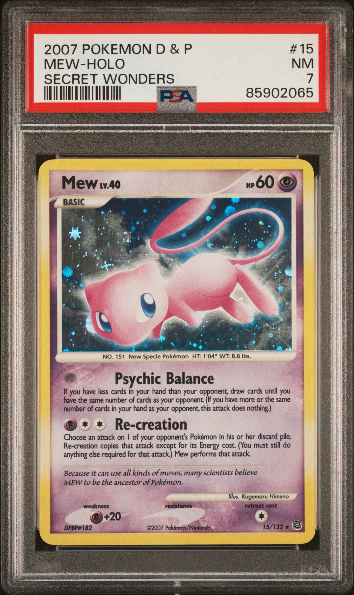 PSA 7 2007 POKEMON DIAMOND & PEARL SECRET WONDERS#15 MEW-HOLO