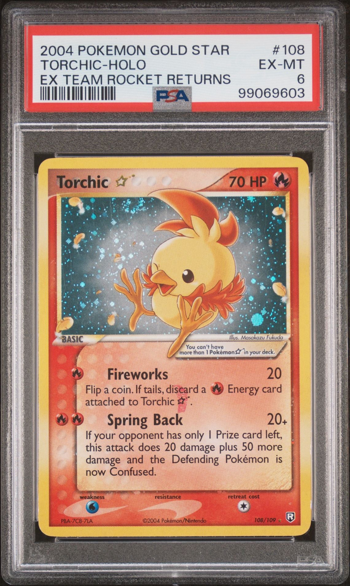 PSA 6 2004 POKEMON EX TEAM ROCKET RETURNS #108 TORCHIC-HOLO EX TEAM ROCKET RETURNS (RED DOT ERROR)