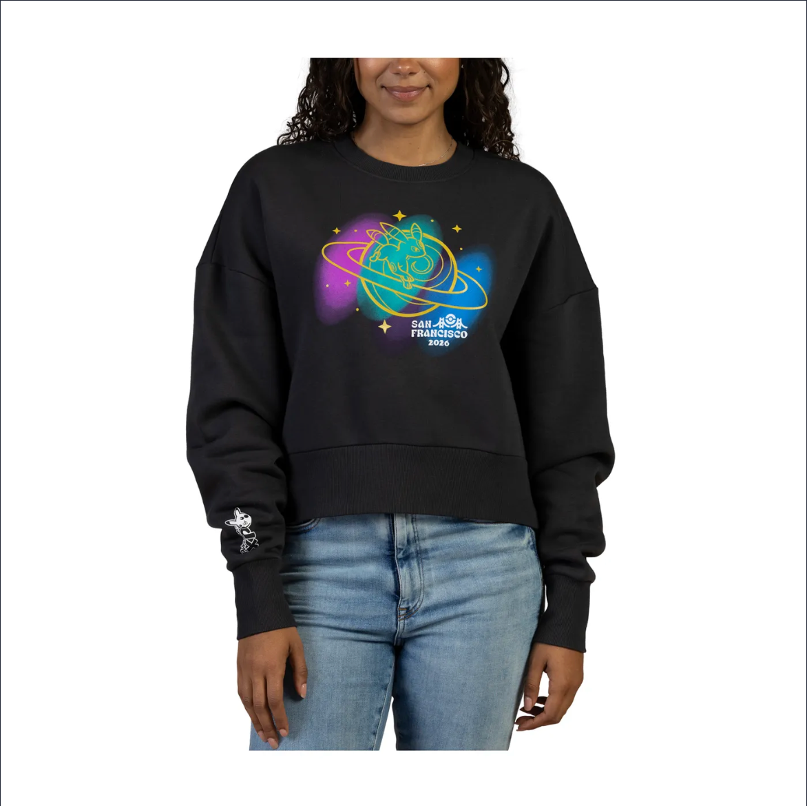 Pokemon 2026 Worlds Crop Sweatshirt Umbreon & Pikachu - Gray Adult Women's X-Large