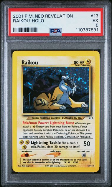 PSA 5 2001 POKEMON NEO REVELATION #13 RAIKOU-HOLO
