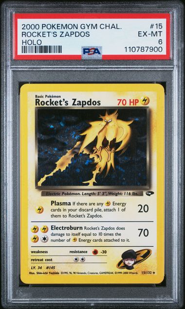 PSA 6 2000 POKEMON GYM CHALLENGE #15 ROCKET'S ZAPDOS HOLO