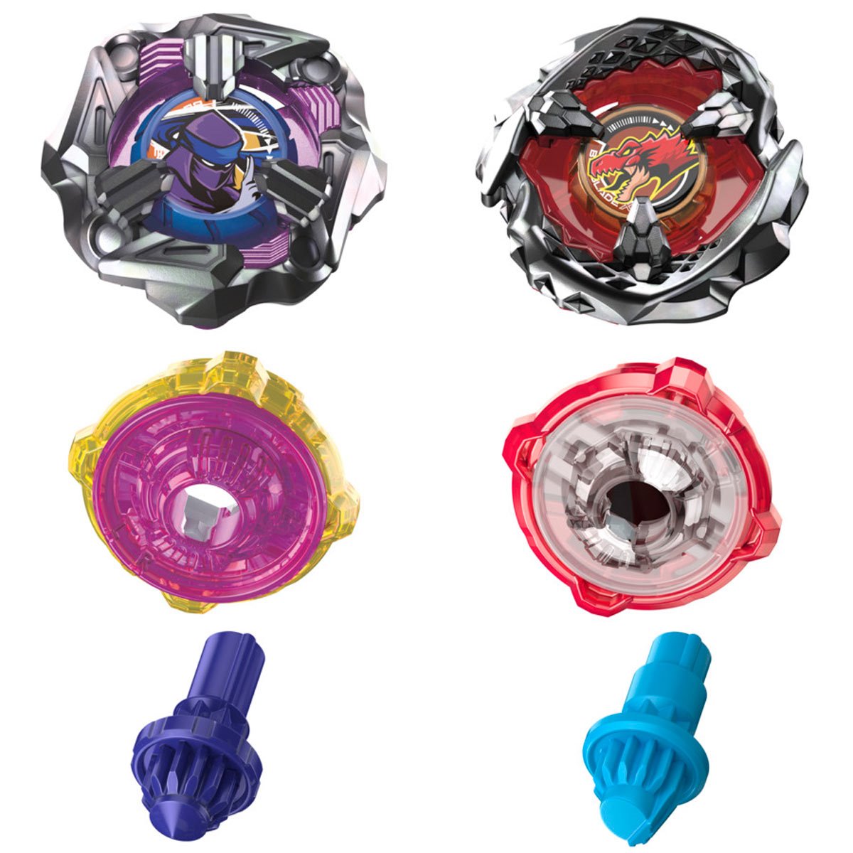 Hasbro Beyblade X Beat Tyranno 4-70Q and Knife Shinobi 4-80HN Dual Pack — parts breakdown