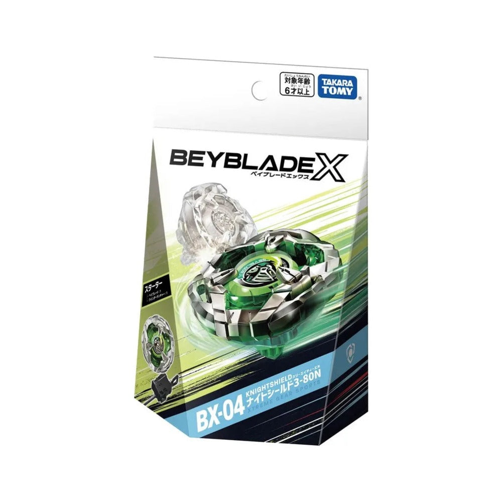 Takara Tomy Beyblade X BX-04 Knight Shield — sealed retail packaging (front)