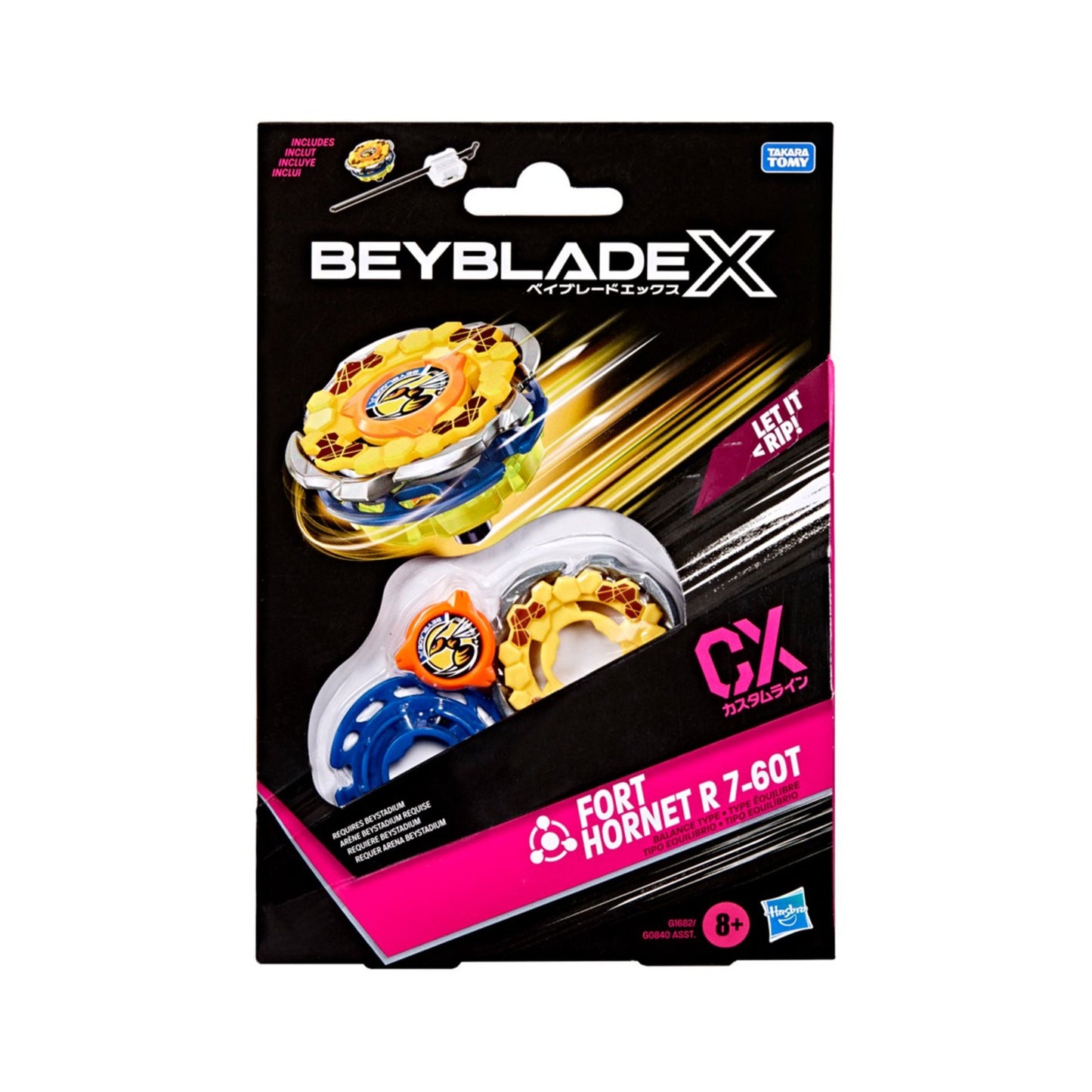 Hasbro Beyblade X Fort Hornet R 7-60T CX Starter Pack — sealed retail packaging (front)