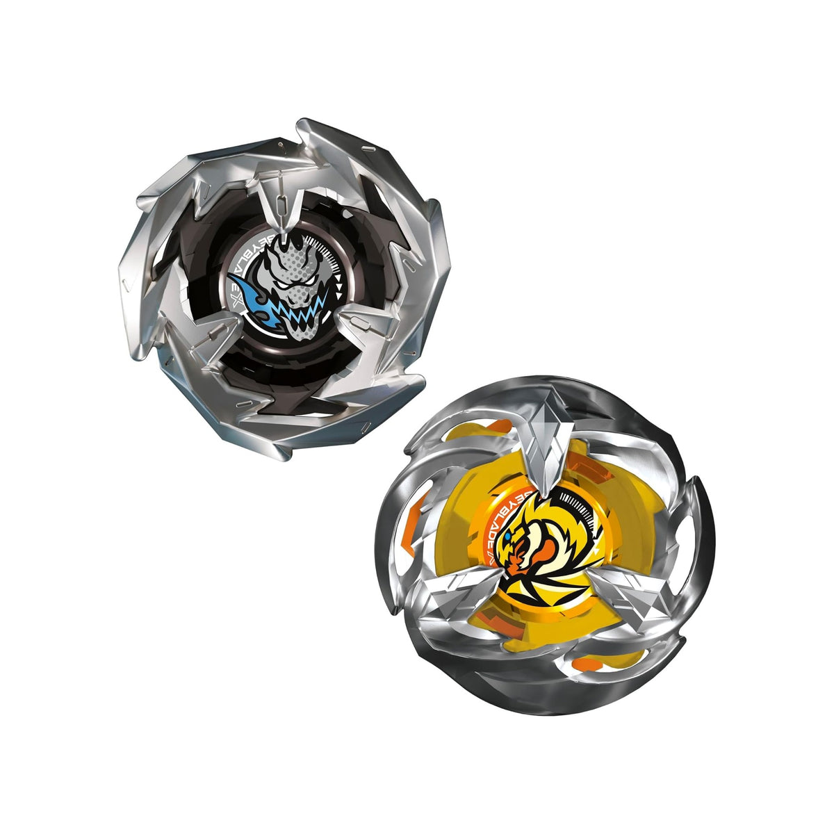 Hasbro Beyblade X Gale Wyvern & Sword Dran — both Beyblades top view