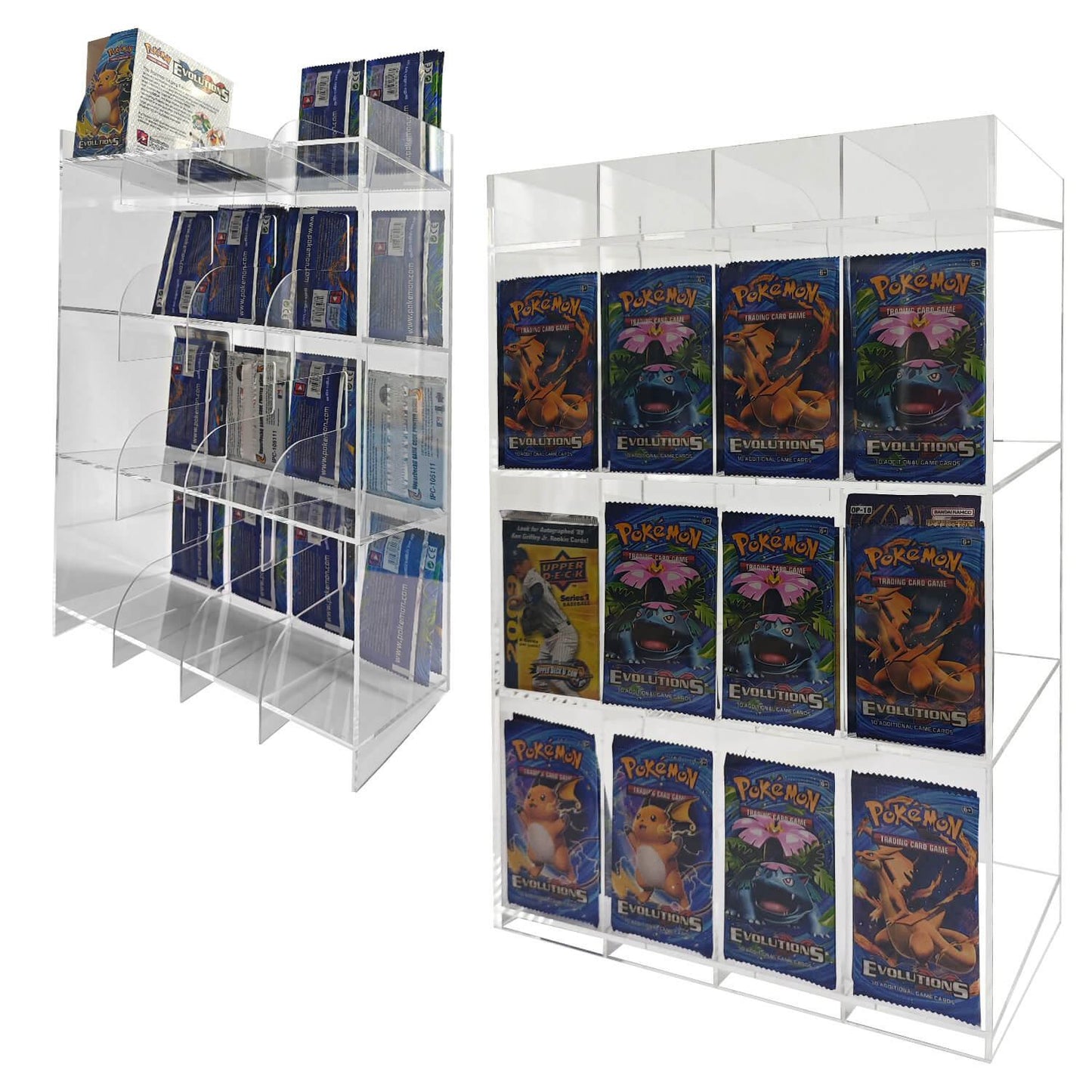 EVORETRO Acrylic Display Stand for Booster  DispenserPacks – Retail Counter Unit with Top Shelf (Online Only)