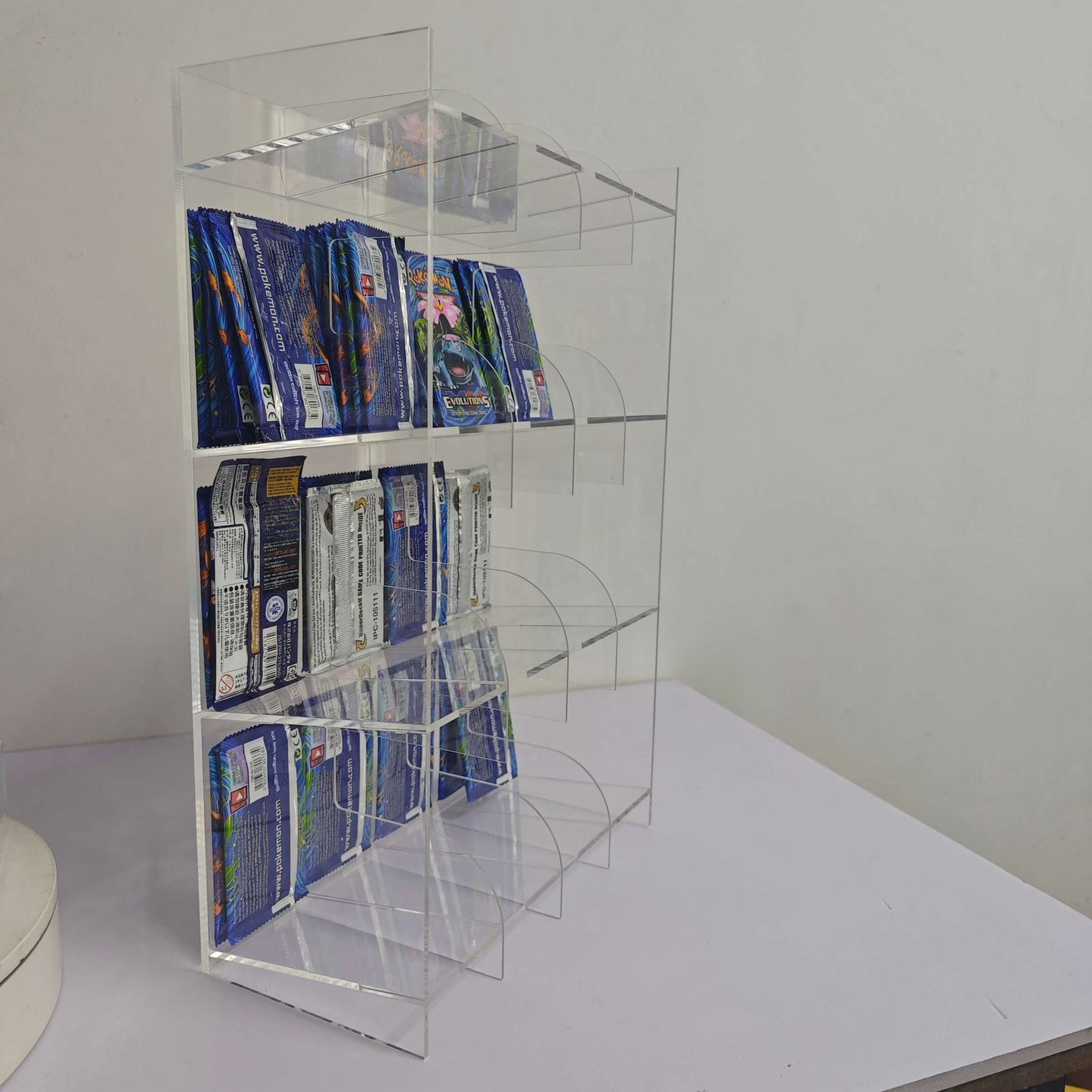 EVORETRO Acrylic Display Stand for Booster  DispenserPacks – Retail Counter Unit with Top Shelf (Online Only)
