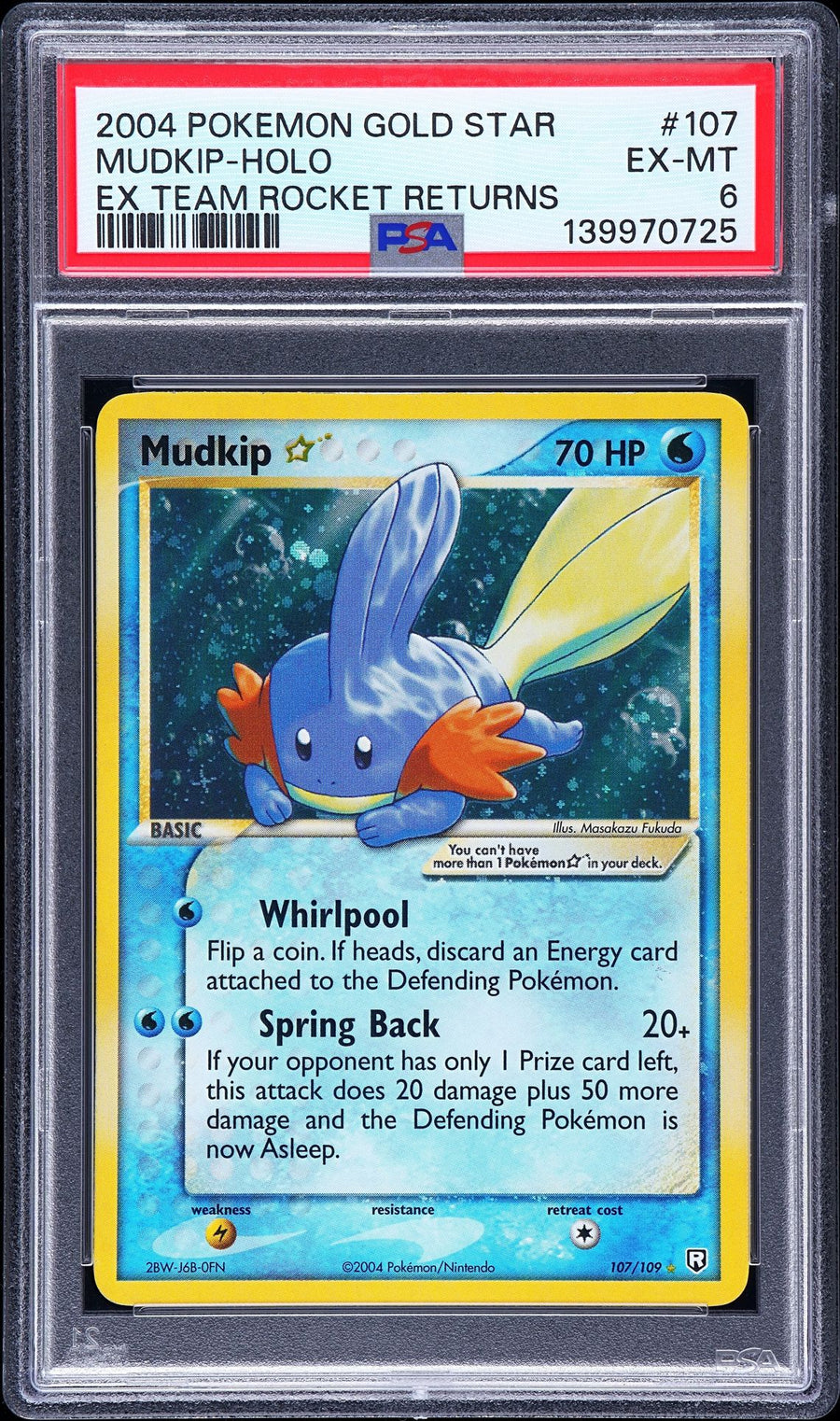 PSA 6 2004 POKEMON EX TEAM ROCKET RETURNS #107 MUDKIP-HOLO EX TEAM ROCKET RETURNS
