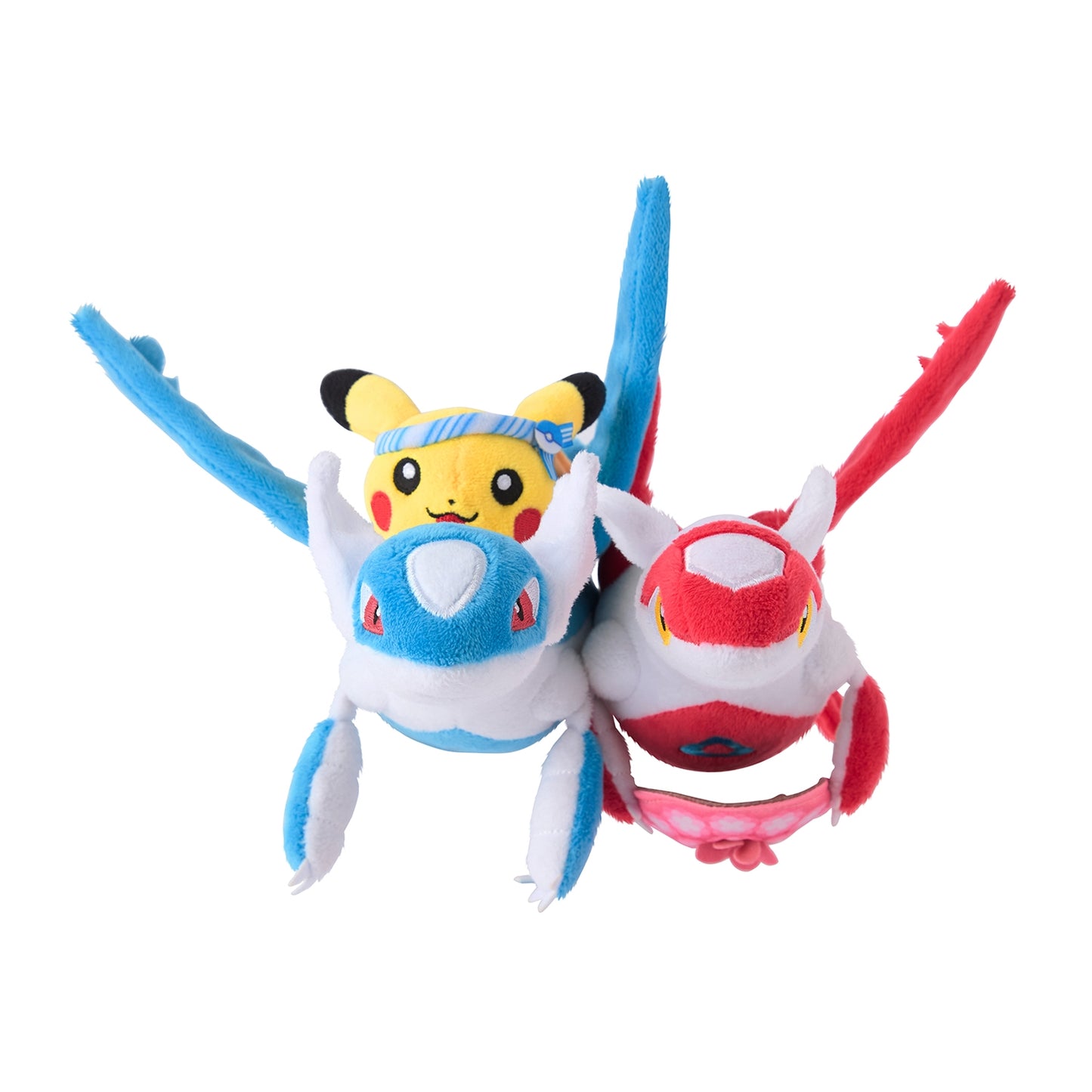 Pokemon Center Fukuoka Pikachu Riding Latias & Latios Plush (Pokémon Center Japan)
