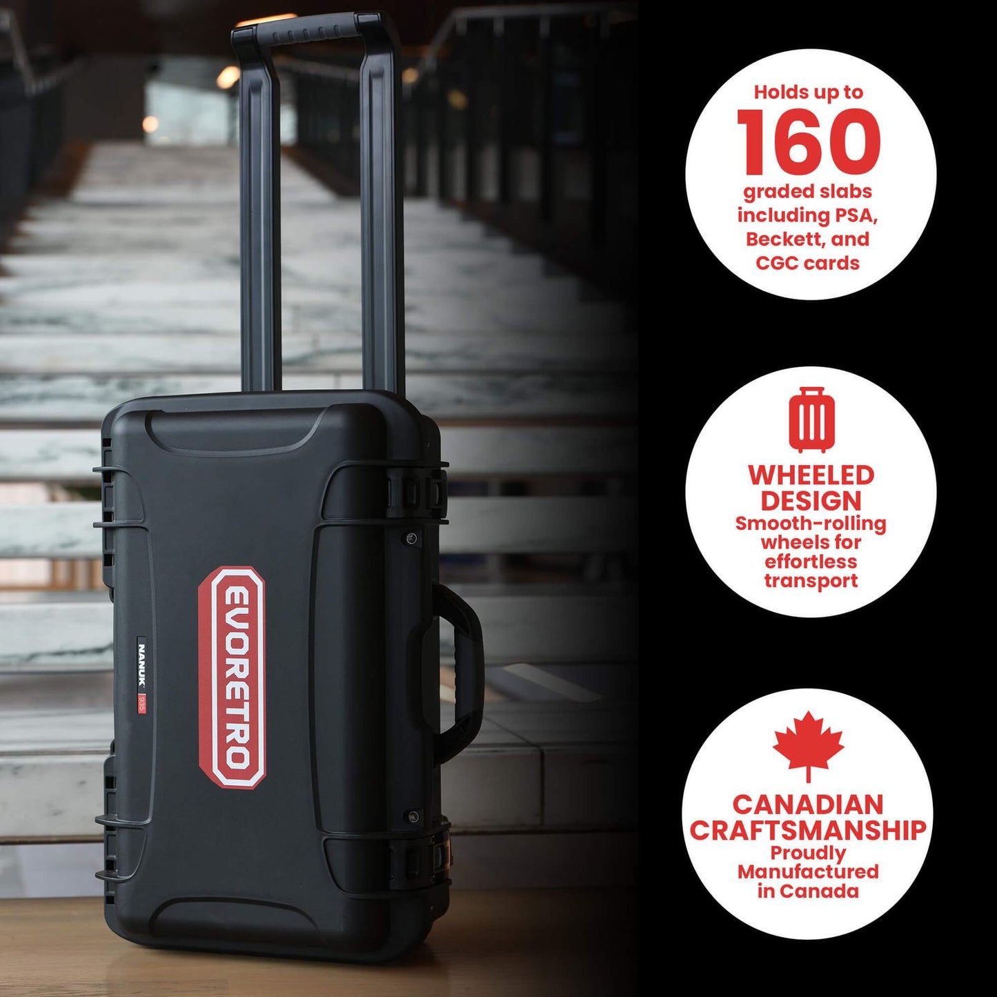 EVORETRO Waterproof Wheeled Card Case - Holds 160 Graded Slabs (Online Only)