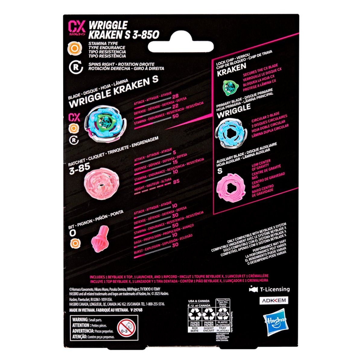Hasbro Beyblade X Wriggle Kraken S 3-85O CX Starter Pack — packaging (back)