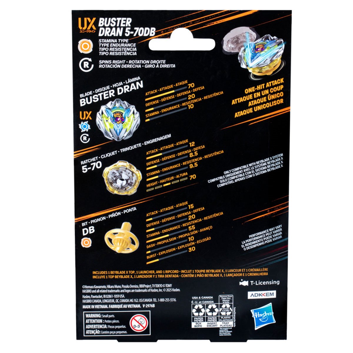 Hasbro Beyblade X Buster Dran 5-70DB UX Starter Pack — packaging rear