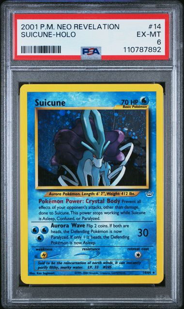 PSA 6 2001 POKEMON NEO REVELATION #14 SUICUNE-HOLO