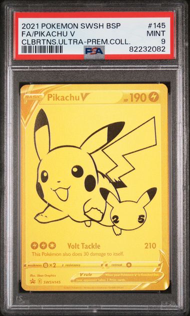 PSA 9 2021 POKEMON SWSH BLACK STAR PROMO #145 FA/PIKACHU V CLBRTNS.ULTRA-PREM.COLL.