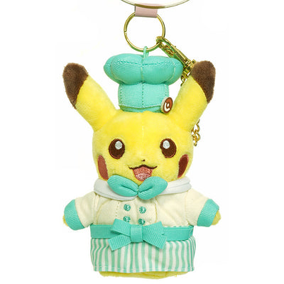 Pikachu Green Pastry Chef Plush Keychain (Pokemon Cafe)