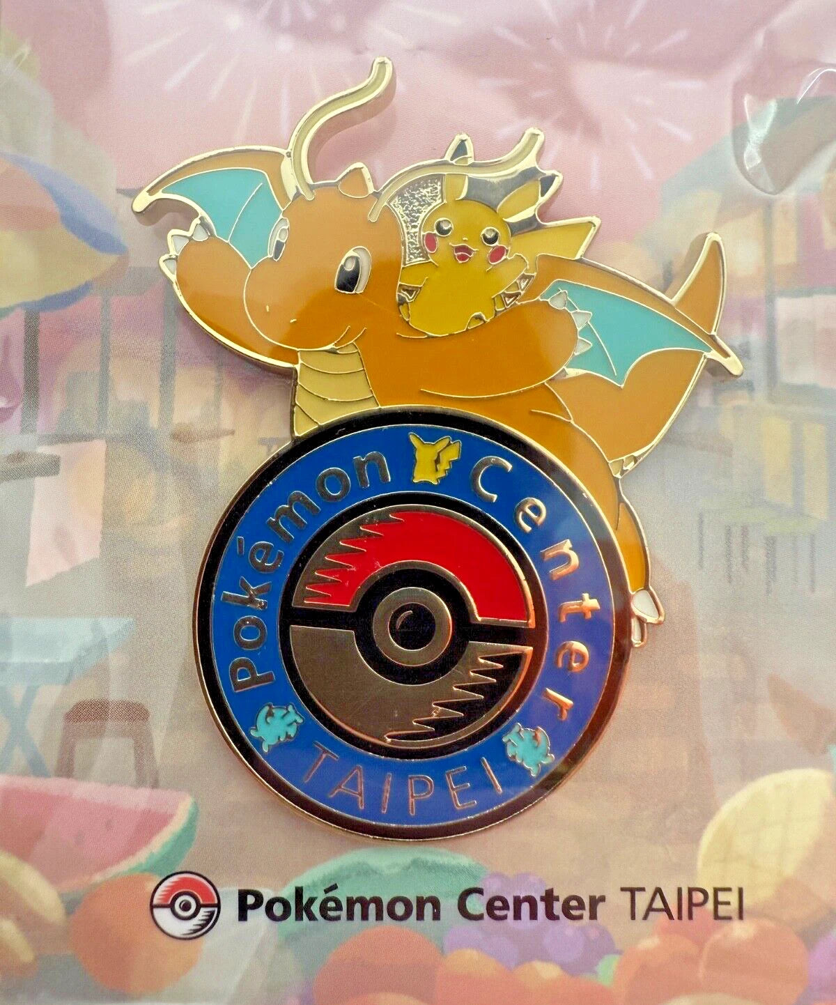 Pokemon Center Taipei Dragonite Pikachu Exclusive Pin
