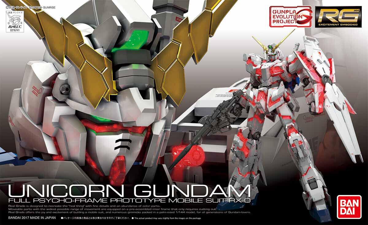 Bandai RG 1/144 #25 Unicorn Gundam Full Psycho-Frame Prototype Mobile Suit RX-0 Gundam UC